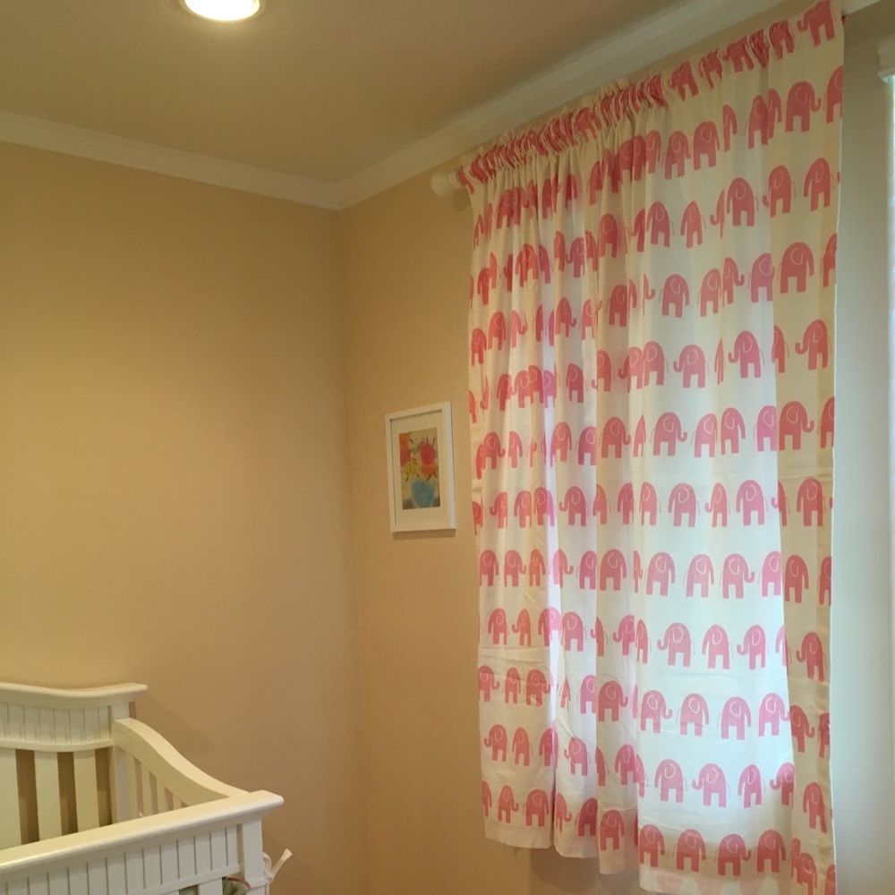 Custom Nursery Drapes / Curtains pink elephant